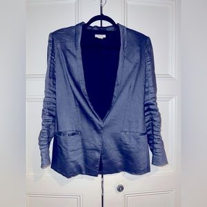 HELMUT LANG Blue Gray Linen / Cupro Single Button Blazer